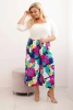 Dámske nohavice Plus Size z viskózy s kvetinovým vzorom fuchsiová
