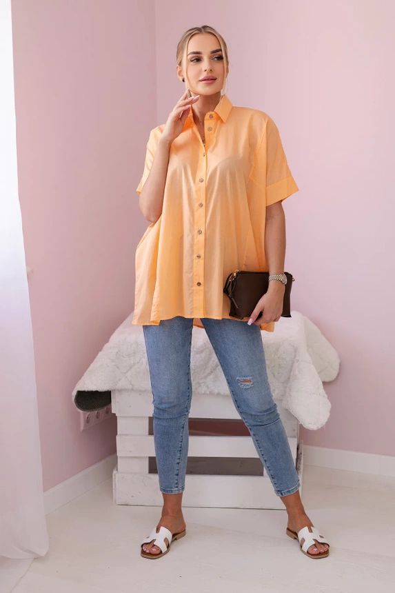Short-sleeved cotton shirt apricot