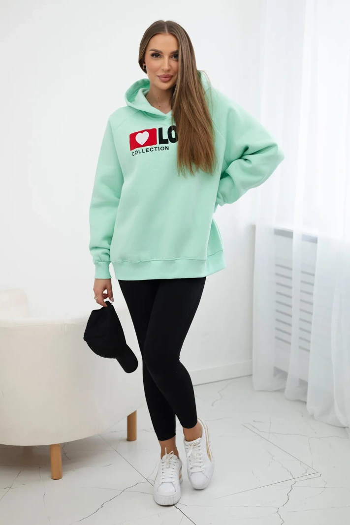 Isoliertes Baumwoll-Sweatshirt mit Kapuze Love Minze