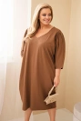 Moteriška Plus Size suknelė su kišenėmis camelinė