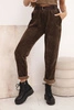Damenhose mit Gürtel aus Cord schokoladenfarben