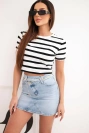 M.Sara mini denim skirt with chain blue