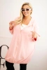 Moteriška plus size medvilninė džemperis su gobtuvu ir užtrauktuku pudros rožinė
