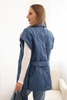 Women's quilted vest with a belt and wide collar dark denim