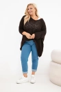 Damenpullover aus grob gestricktem Oversize mit V-Ausschnitt und längerem Rücken braun