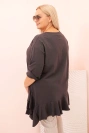 Dámská blůza Plus Size s bavlnou, kapsou a ohrnutým rukávem kiwi