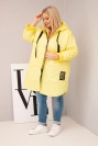 Dámska bunda Plus Size prešívaná s kapucňou a nápisom HOPE žltá