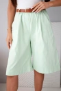 Women's viscose summer shorts with a belt and wide leg mint