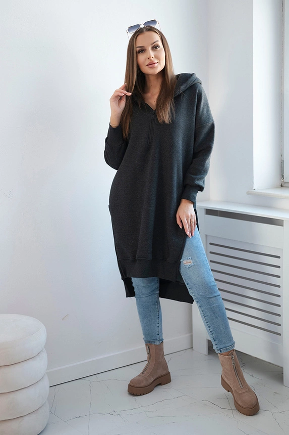 Warm-up Sweatshirt mit Seitenschlitzen graphit