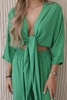 Viscose set blouse tied at the bottom + trousers green