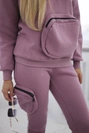 Insulated set with a decorative pocket dark pink