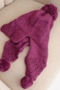 Women's winter cap with wool, visor and pom-poms K475 dark purple