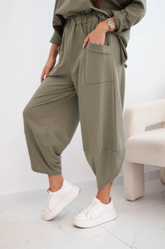 Baumwollset Hoodie + Hose hellkhaki