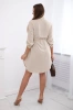 Dress with button closure and tie at the waist beige