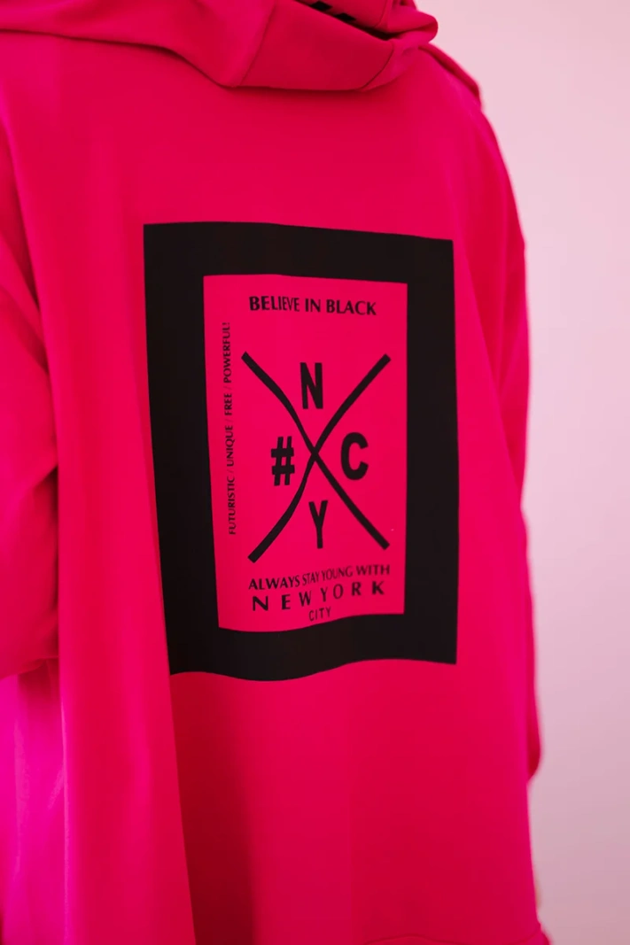 Oversize-Jacke mit Kapuze fuchsia