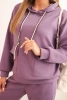 Damen-Set mit Kapuzenpullover und Hose mit Gürtel lila