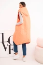 Dámská prošívaná vesta Plus Size s kapucí zapínaná na zip oranžový neon