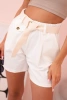 Women's high-waisted shorts with a belt ecru
