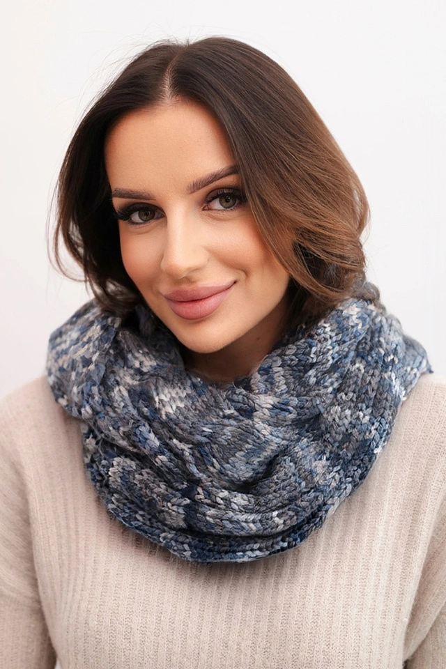 Women's thick melange wool winter wrap chimney KN24 jeans+graphite