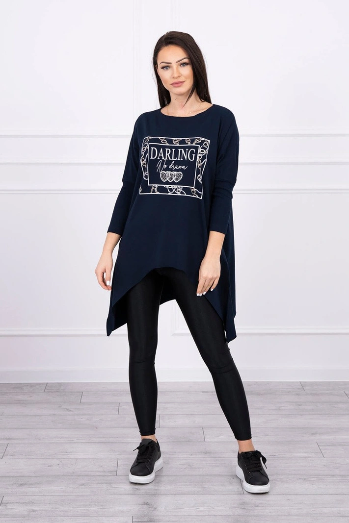 Tunika z nadrukiem Darling granatowa S/M - L/XL