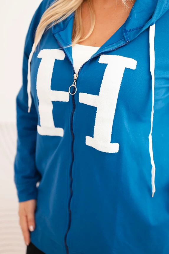 Damen Sweatshirt Plus Size aus Baumwolle mit Kapuze und großem Buchstaben H chabrowa