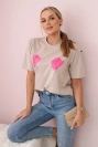 Baumwollbluse mit Blumenprint beige