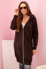 Women's insulated sweatshirt with hood and zipper brown