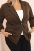 Plus Size women's viscose blazer with long sleeves and collar brown