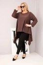 Tunika dámska Plus Size bavlnená s asymetrickým strihom hnedá