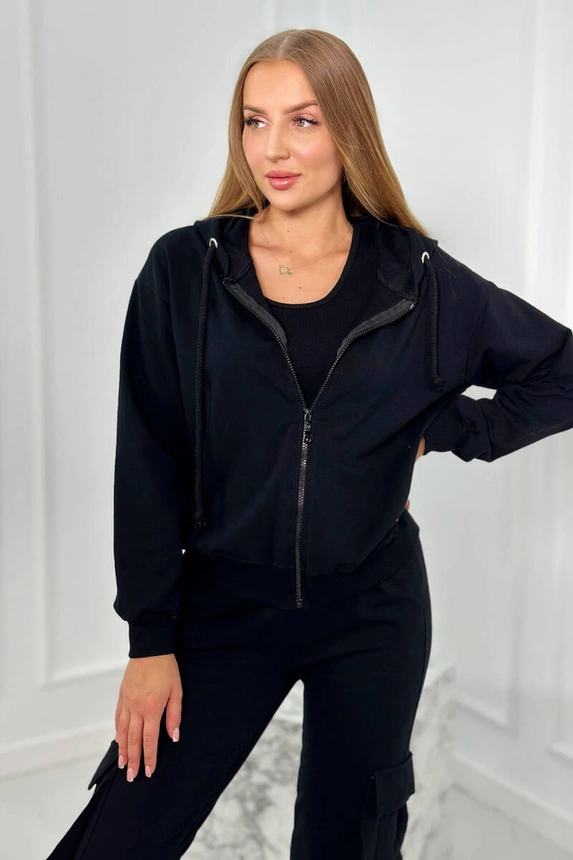 Set 3 in 1 sweatshirt + top + pants black