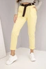 Women's cotton pants with a belt and rolled-up hems yellow