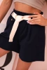 Women's high-waisted shorts with a belt navy blue