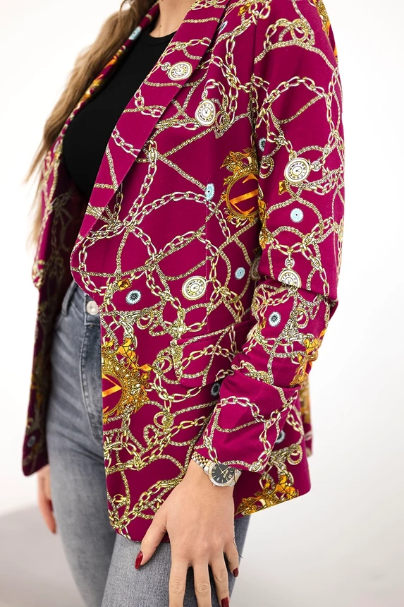 Jacke aus Baumwolle mit buntem Print dunkelviolett