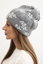 Women's winter knitted hat with snowflake pattern K463 gray