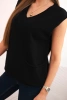 Women's sleeveless viscose sweater with pockets and V-neck black