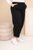 Dámské bavlněné kalhoty Plus Size volného střihu s vysokým pasem černé