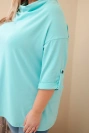 Women's Plus Size blouse with cotton in a loose fit with a water neckline mint