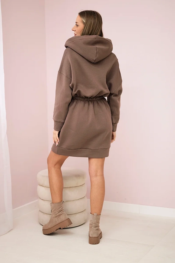 Insulated dress with a hood mocca