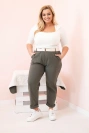 Damenhose Punto Milano Winter Plus Size mit Gürtel khaki