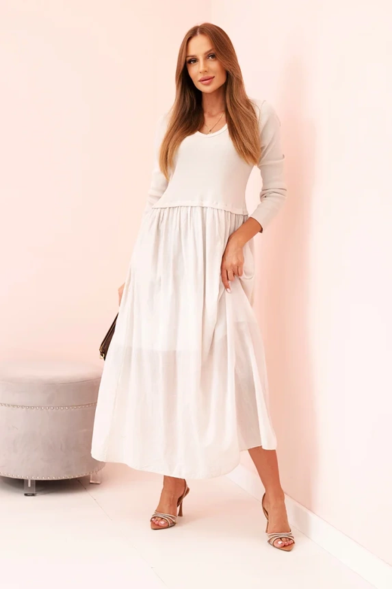 Langes Kleid mit Trägern pflaumenfarben