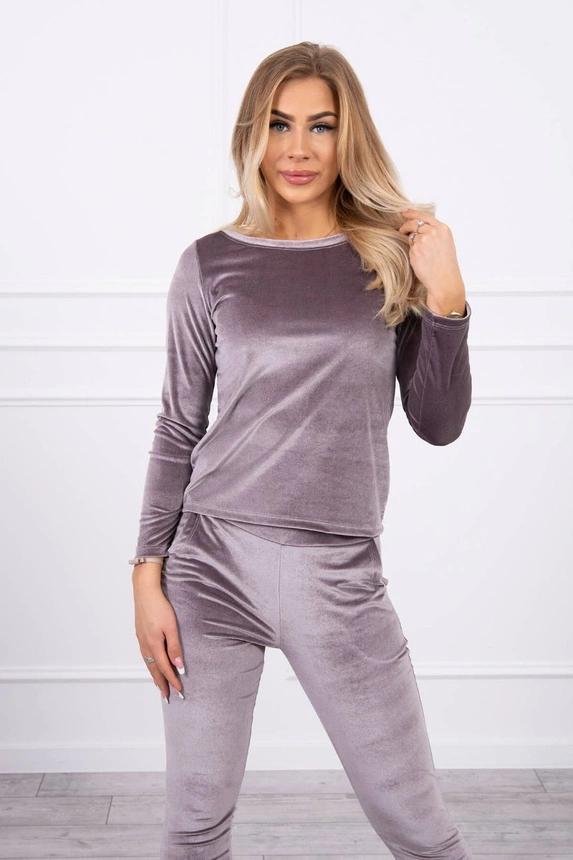 Velor set with ruffles at the back gray