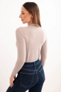 Damenpullover aus Kaschmir mit Rollkragen und langen Ärmeln dunkelbeige
