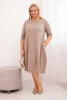 Plus Size women's cotton dress with rolled-up sleeves and pockets fango