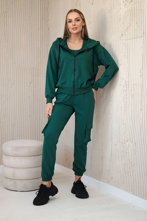 Set 3 in 1 Sweatshirt + Top + Hose grün