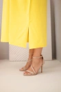 Damenkleid Plus Size aus Baumwolle mit V-Ausschnitt gelb