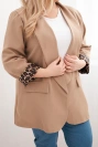 Plus Size women's jacket with leopard lining camel