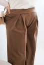 Dámské kalhoty Plus Size s širokými nohavicemi a plisováním camelové
