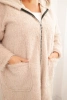 Women's Plus Size viscose coat with zipper and hood beige
