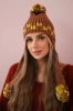 Women's long eared cap Nadia K321 camel