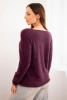 Women's sweater made of soft knit with a V-neck plum
